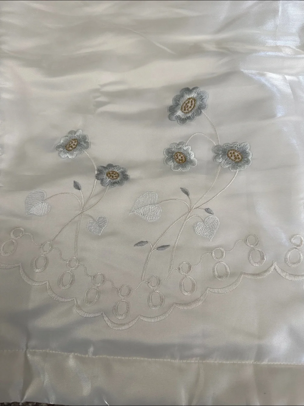 Embroidered Ivory standard pillow cases Set of 2 Elegant Floral Design